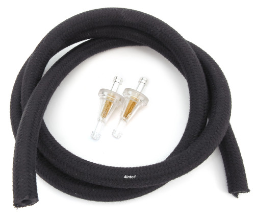 1/4" 6mm Vintage Motorcycle Cloth Wrapped Fuel Line & 2 Clear Filters Set